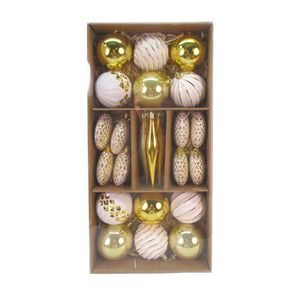 Assorted Bauble Set - White/Gold
