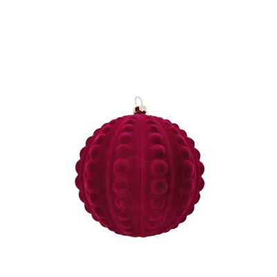 Flocked Bauble - Burgundy - 10cm