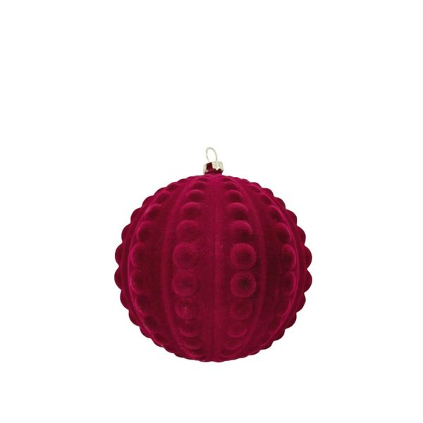 Flocked Bauble - Burgundy - 10cm