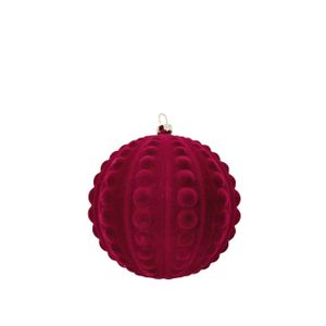 Flocked Bauble - Burgundy - 10cm
