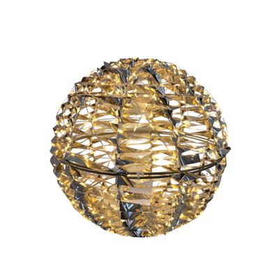 Shiny Gold Hanging Ball with LED Flashing Lights & 6Hr Timer -Warm White -30cm