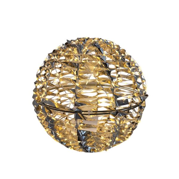 Shiny Gold Hanging Ball with LED Flashing Lights & 6Hr Timer -Warm White -30cm