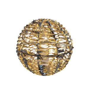 Shiny Gold Hanging Ball with LED Flashing Lights & 6Hr Timer -Warm White -30cm