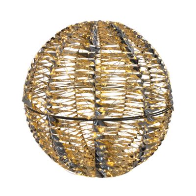 Shiny Gold Hanging Ball with LED Flashing Lights & 6Hr Timer -Warm White -50cm