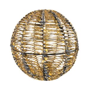 Shiny Gold Hanging Ball with LED Flashing Lights & 6Hr Timer -Warm White -50cm