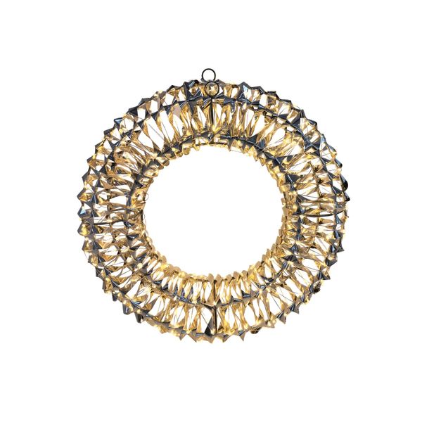 Shiny Gold Hanging Deco Wreath with LED Flashing Lights & 6Hr Timer - Warm White