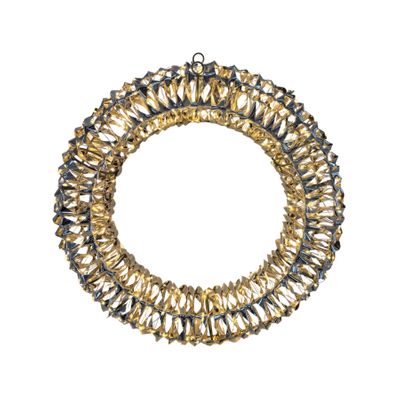 Shiny Gold Hanging Deco Wreath with LED Flashing Lights & 6Hr Timer - Warm White