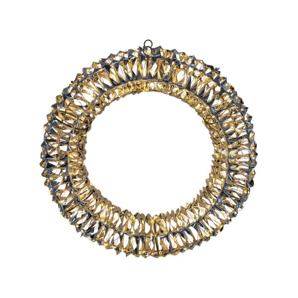Shiny Gold Hanging Deco Wreath with LED Flashing Lights & 6Hr Timer - Warm White