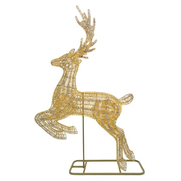 Shiny Gold Reindeer on Stand with LED Flashing Lights & 6Hr Timer KD -Warm White
