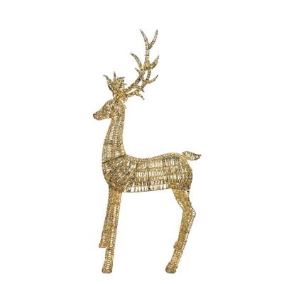 Shiny Gold Reindeer with LED lights & 6Hr Timer KD- Warm White -270cm
