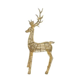 Shiny Gold Reindeer with LED lights & 6Hr Timer KD- Warm White -270cm