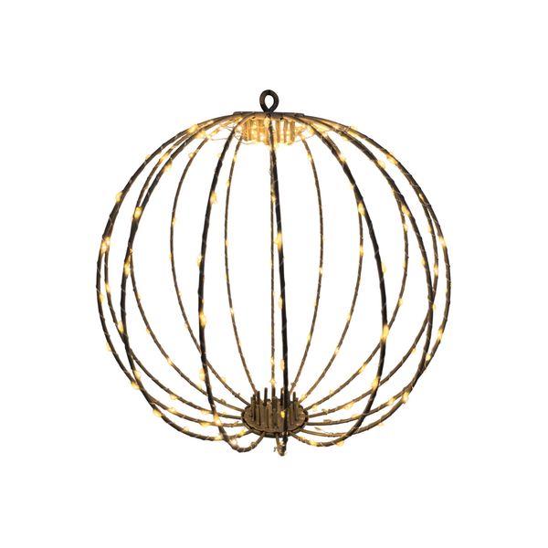 Gold Wire Hanging Globe with LED Lights & 6Hr Timer - Warm White - 30cm