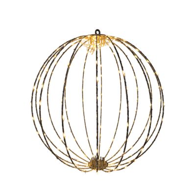 Gold Wire Hanging Globe with LED Lights & 6Hr Timer - Warm White - 40cm
