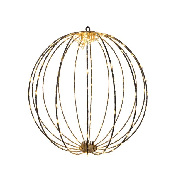 Gold Wire Hanging Globe with LED Lights & 6Hr Timer - Warm White - 40cm