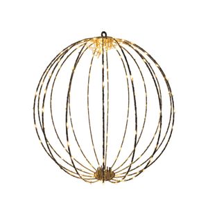 Gold Wire Hanging Globe with LED Lights & 6Hr Timer - Warm White - 40cm