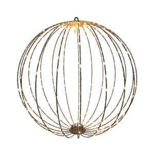 Gold Wire Hanging Globe with LED Lights & 6Hr Timer - Warm White - 50cm