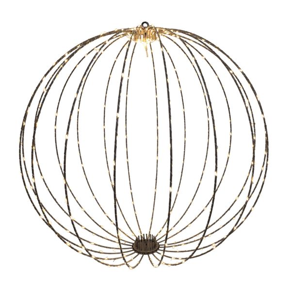 Gold Wire Hanging Globe with LED Lights & 6Hr Timer - Warm White - 60cm