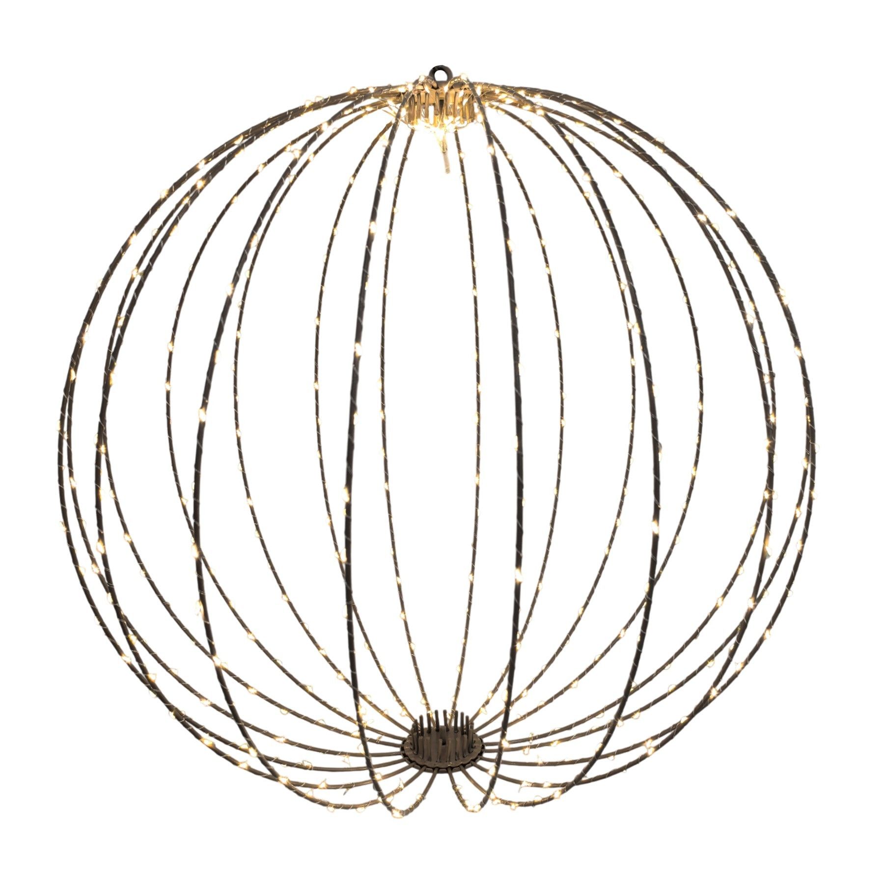 Gold Wire Hanging Globe with LED Lights & 6Hr Timer - Warm White - 60cm