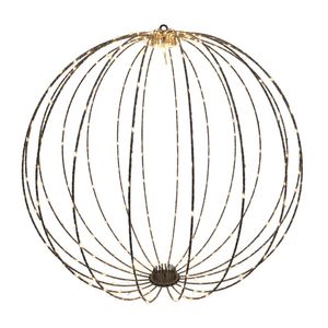 Gold Wire Hanging Globe with LED Lights & 6Hr Timer - Warm White - 60cm