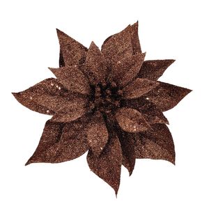 Poinsettia on Clip - Brown - 23cm