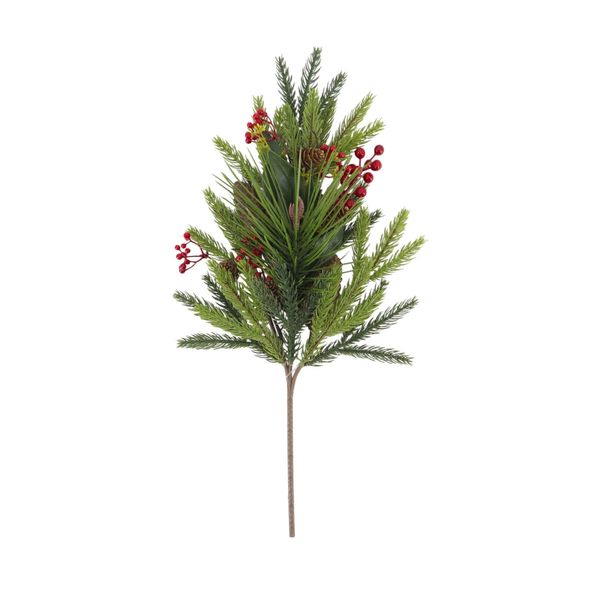Pine and Red Berry Stem - 18 Stalks - H50cm 