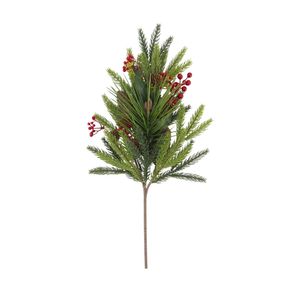 Pine and Red Berry Stem - 18 Stalks - H50cm 