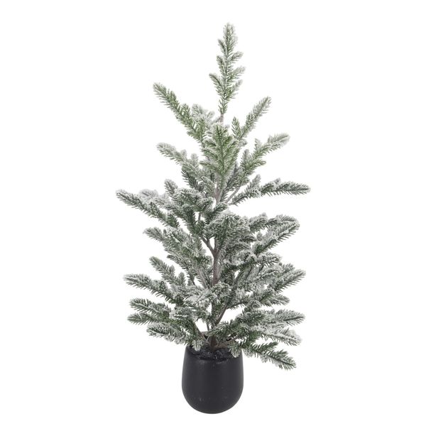 Snowy Pine Tree in Black Pot - H58cm