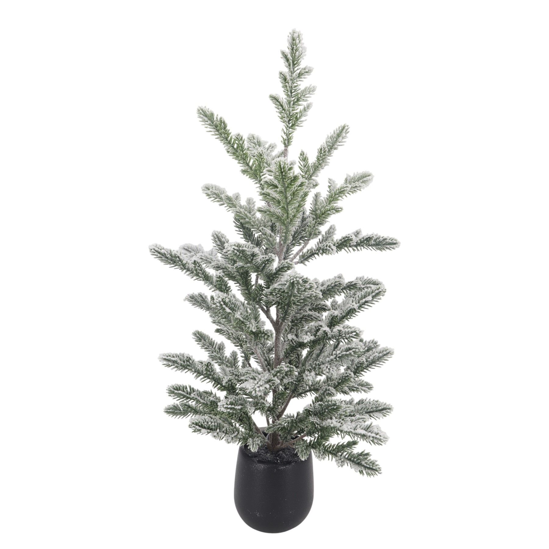Snowy Pine Tree in Black Pot - H58cm