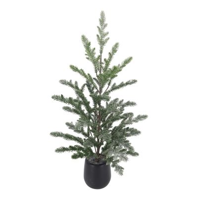 Frosted Pine Tree in Black Pot - H58cm