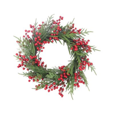Pine & Red Berry Wreath - 55cm
