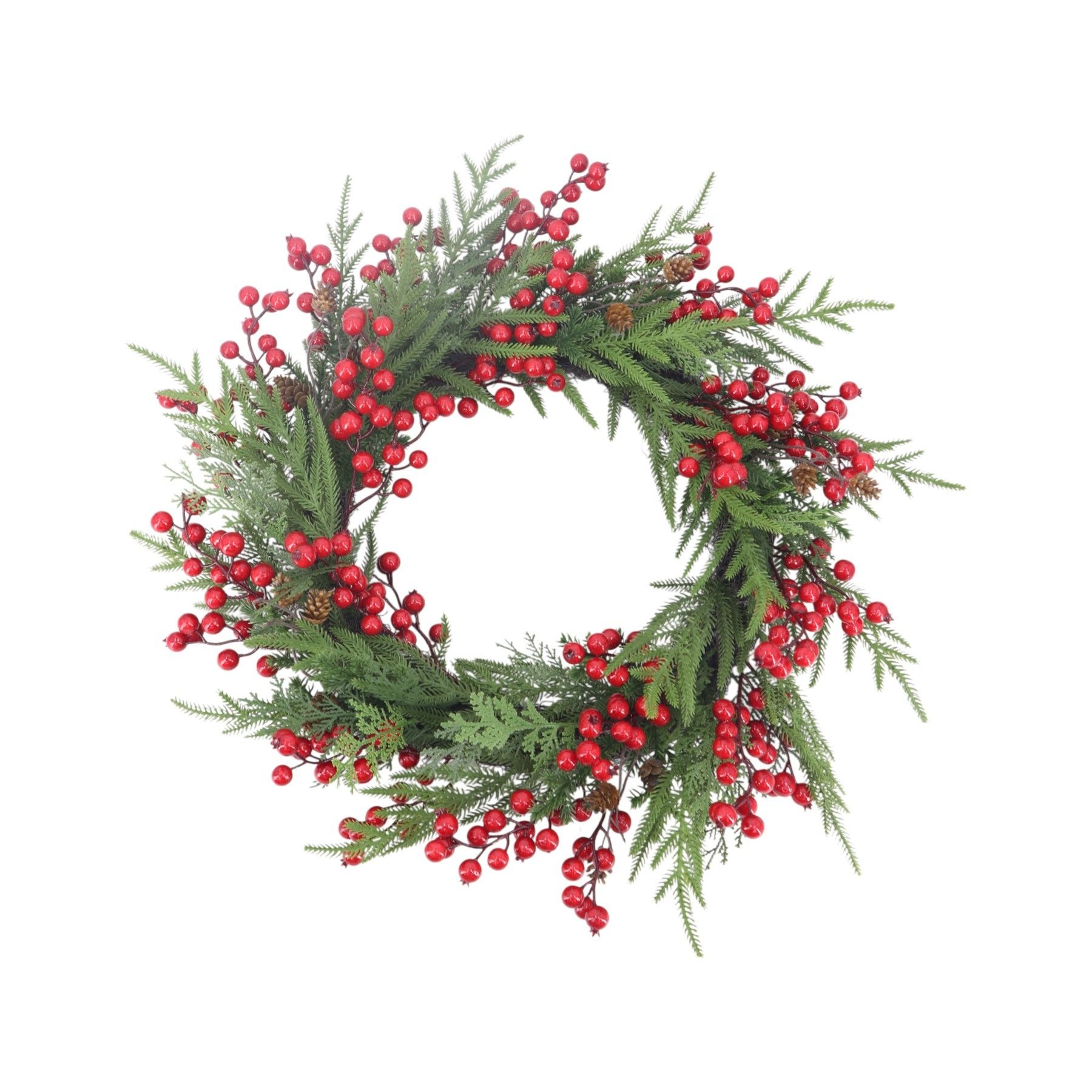 Pine & Red Berry Wreath - 55cm