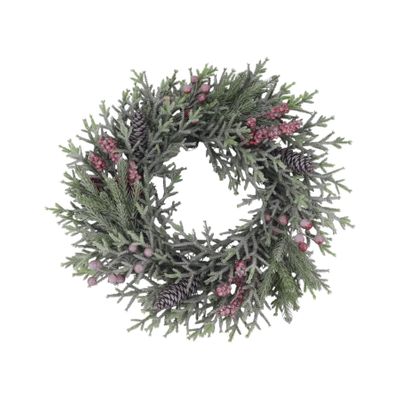 Frosted  Pinecone and Red Mixed Berries Wreath - 45cm