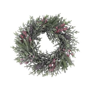 Frosted  Pinecone and Red Mixed Berries Wreath - 45cm