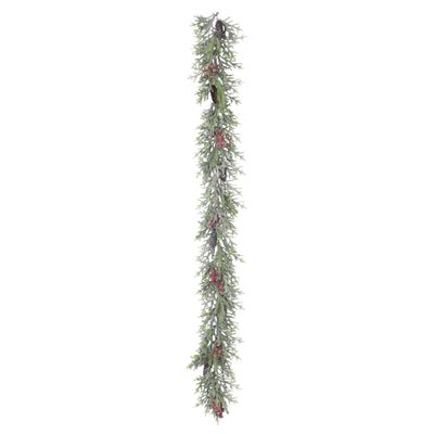 Frosted Pinecone and Red Mixed Berries Garland - 182cm