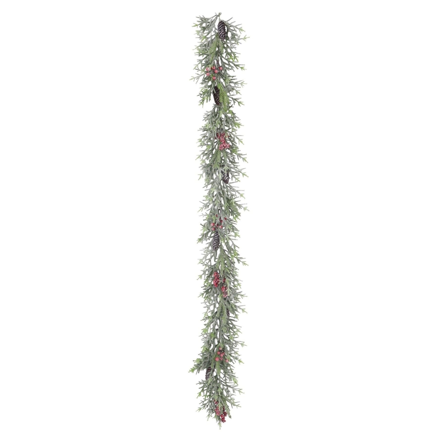 Frosted Pinecone and Red Mixed Berries Garland - 182cm