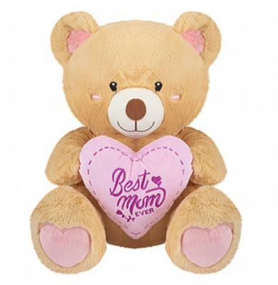 Sitting Bernie Bear with Mum Heart (43cm)