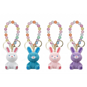 Rabbit Beads Keychain 4 Assorted