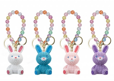 Rabbit Beads Keychain 4 Assorted