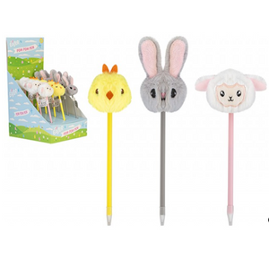 Easter Plush Pom Pom Topped Pen 3 Assorted