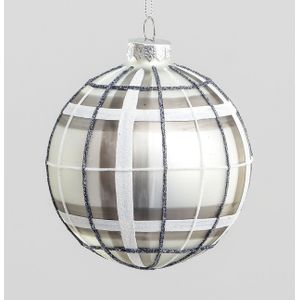 100mm Glass Ball Pattern Silver/Wh