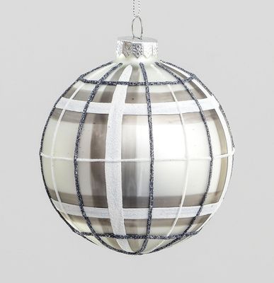 100mm Glass Ball Pattern Silver/Wh