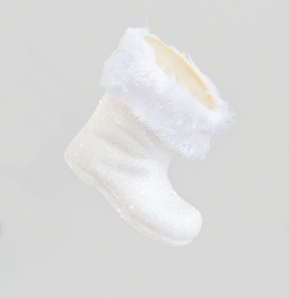 10cm Glitter Boot Decoration White