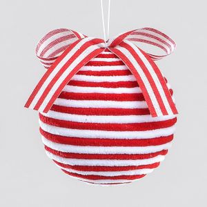12cm Fabric Ball w/Ribbon Red