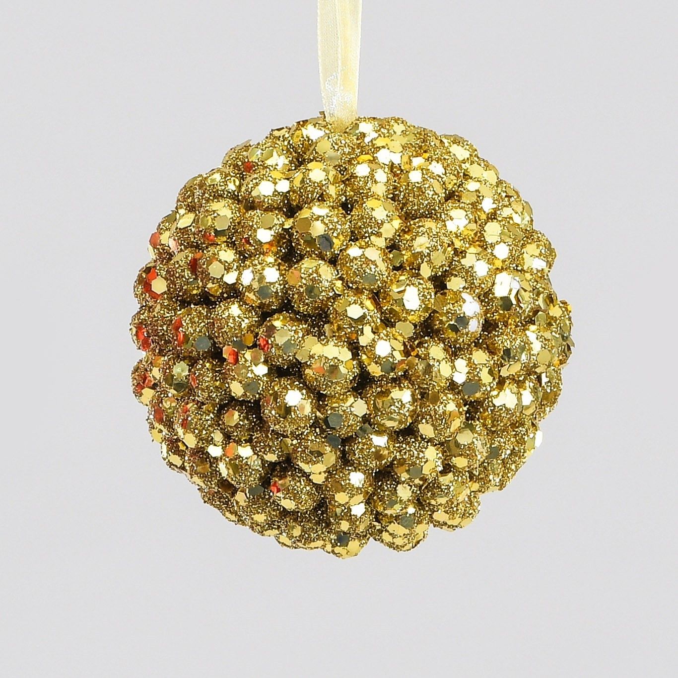 10cm Beaded Ball Decoration Gold
