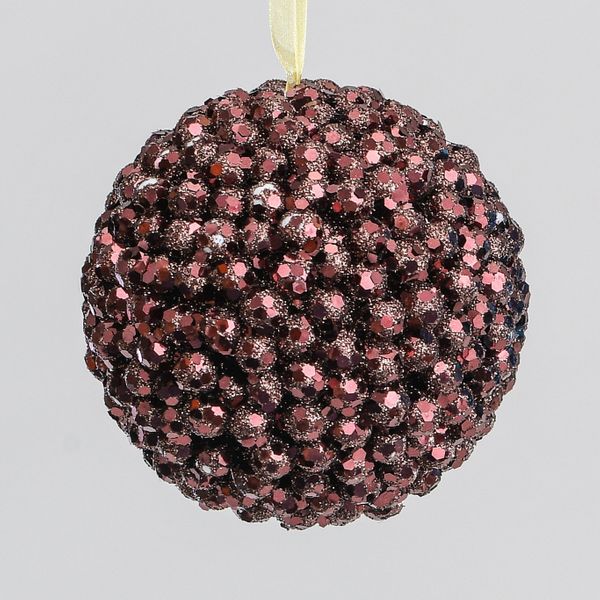 10cm Beaded Ball Decoration Brown