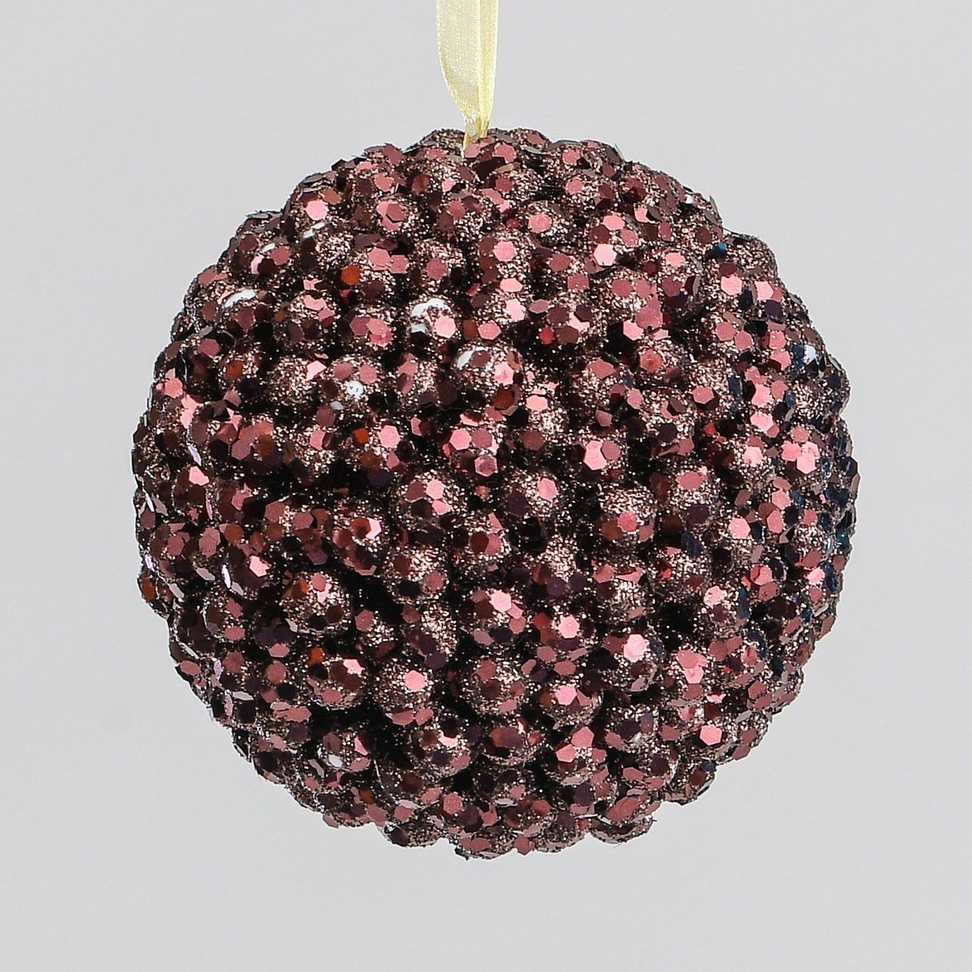10cm Beaded Ball Decoration Brown