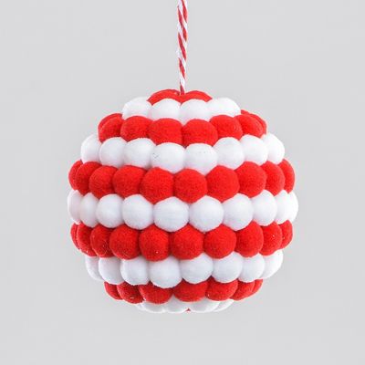 10cm Fabric PomPom Ball Dec R/W