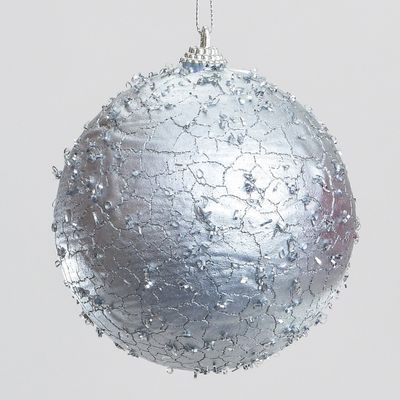 10cm Crackle Ball Decoration Silve
