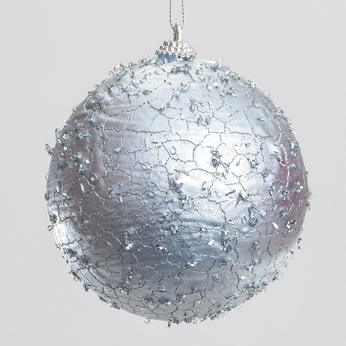 10cm Crackle Ball Decoration Silve