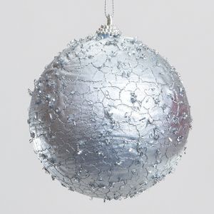 10cm Crackle Ball Decoration Silve